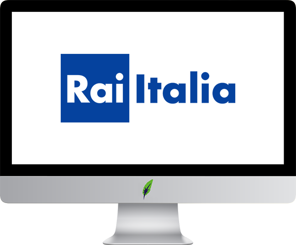 Afbeelding computerscherm met logo RAI Radiotelevisione Italiana - in kleur op transparante achtergrond - 600 * 496 pixels